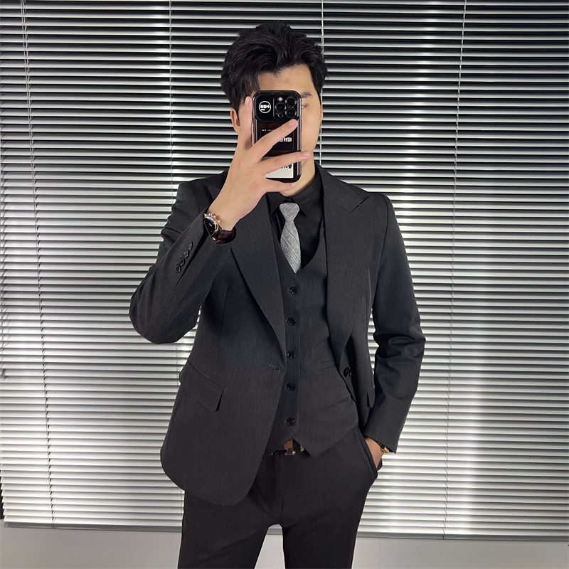 英伦商务西装男套装韩版修身时尚戗驳领休闲西服外套新郎结婚礼服