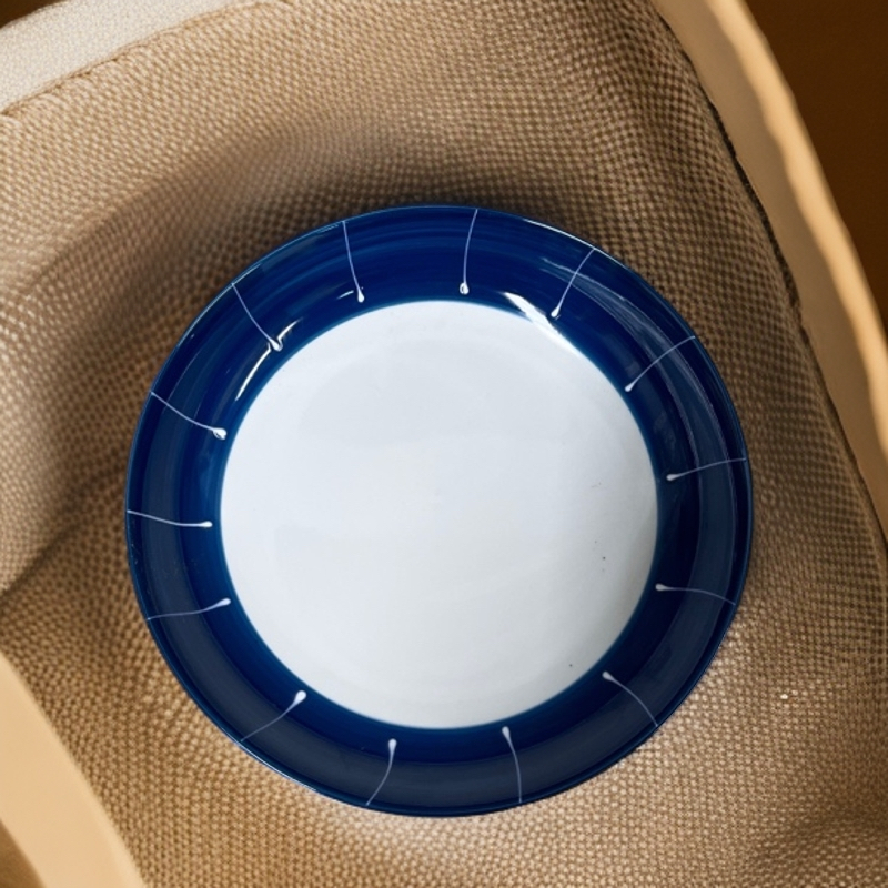 【2个】盘家用餐盘复古盘子陶瓷手绘日式釉下彩辣2361深盘汤盘微瑕