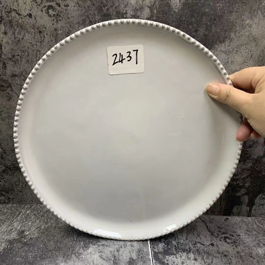 陶瓷黑泥走珠异形十英寸牛排盘家用菜盘微瑕辣2437圆盘