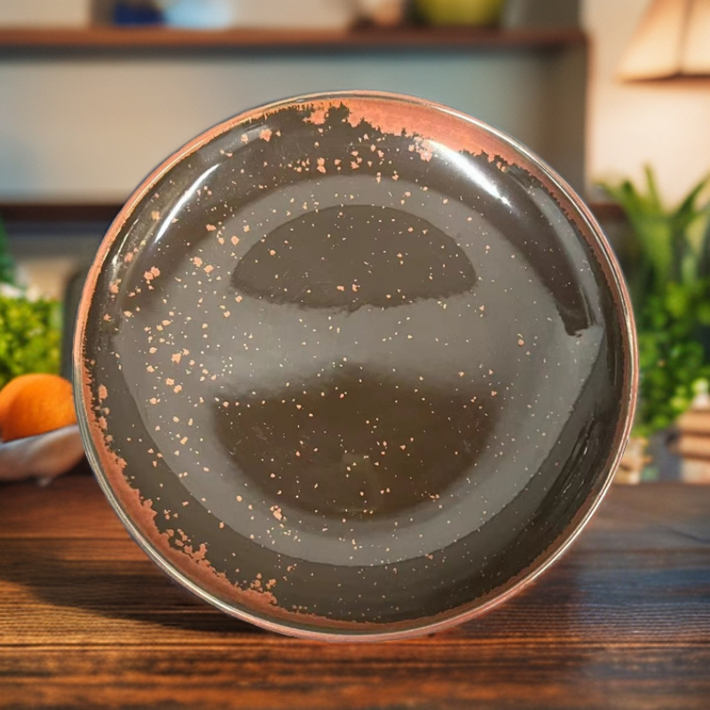 辣2743  陶瓷釉下彩窑复古红八英寸菜盘 满20包邮