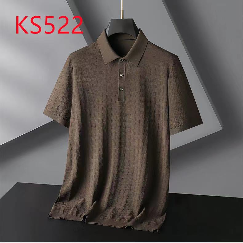 KS522男士夏季薄款加肥加大百搭翻领针织短袖