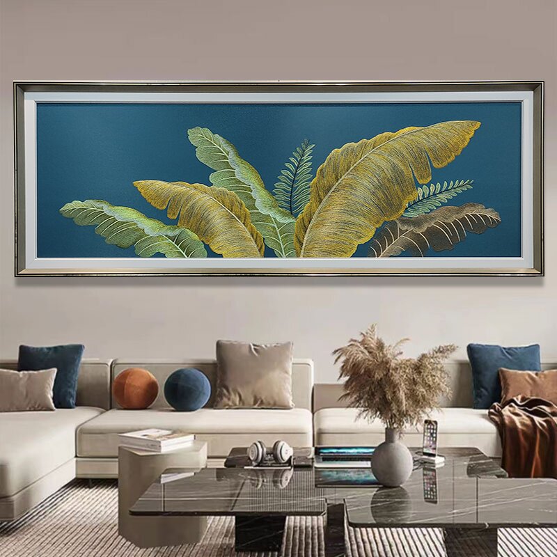 现代轻奢家大业大织锦绣客厅装饰画苏绣刺绣横版沙发背景墙挂画
