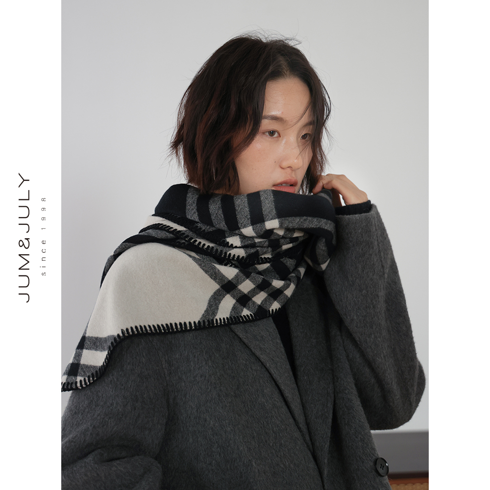 【俏佳人】2025时尚英伦格纹围巾韩版百搭保暖格子披肩围巾女W050