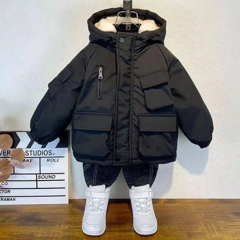 冬季上新童装男童冬装棉衣外套儿童加绒加厚棉服宝宝时髦棉袄上衣