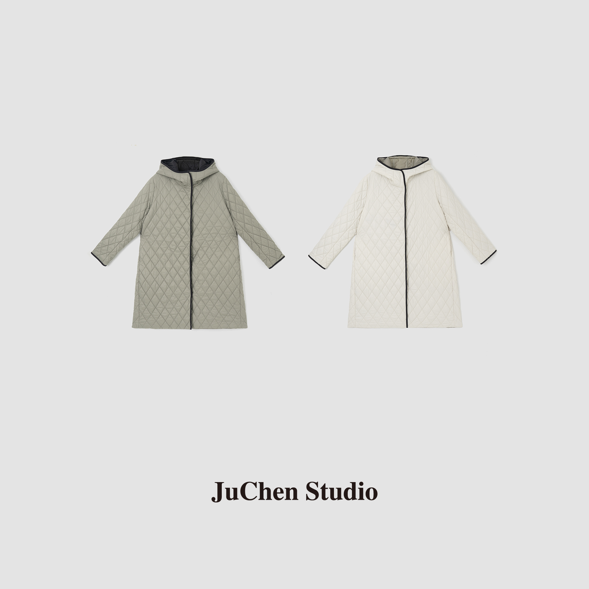 “伴行山野”内充绵羊毛菱格衔缝双面穿秋冬棉服外套 FW500815-33