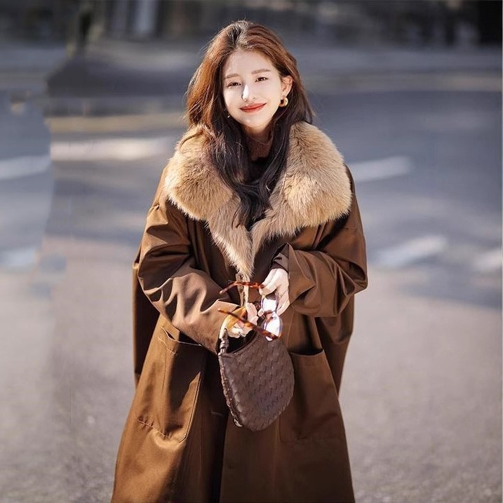 2025加绒冬季加厚皮草外套可拆卸派克服时尚韩版毛毛外套大毛领