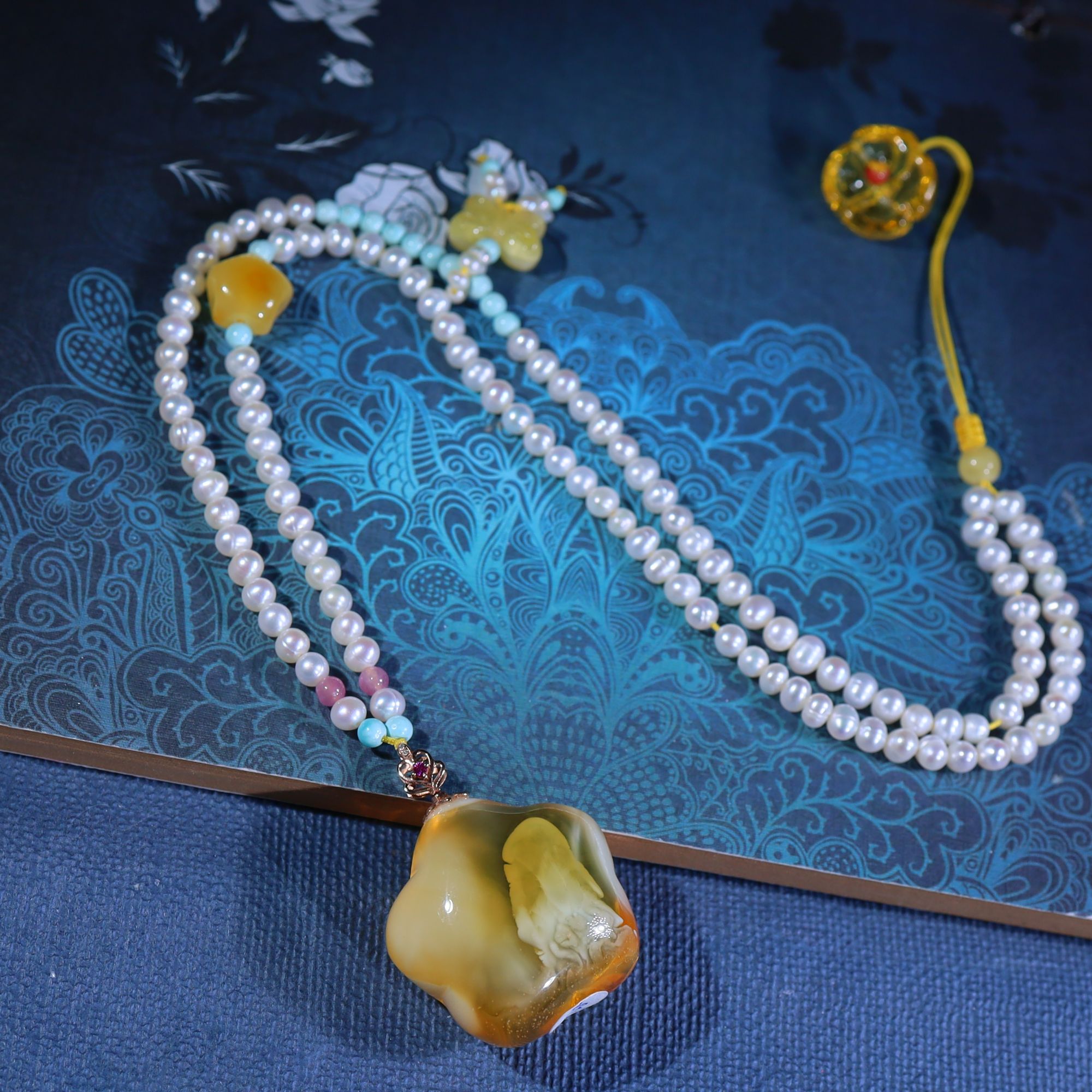 天然俄料18K妖花星星珍珠链套装（抖音基地发货，带证书）