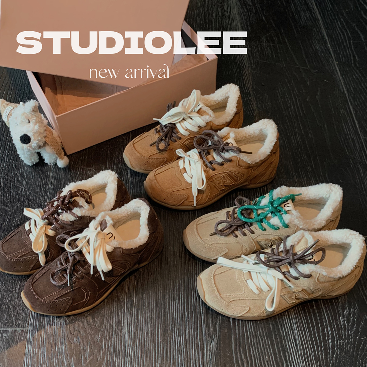 【5折】葡萄妈studiolee内增高加绒双鞋带休闲风德训阿甘鞋女