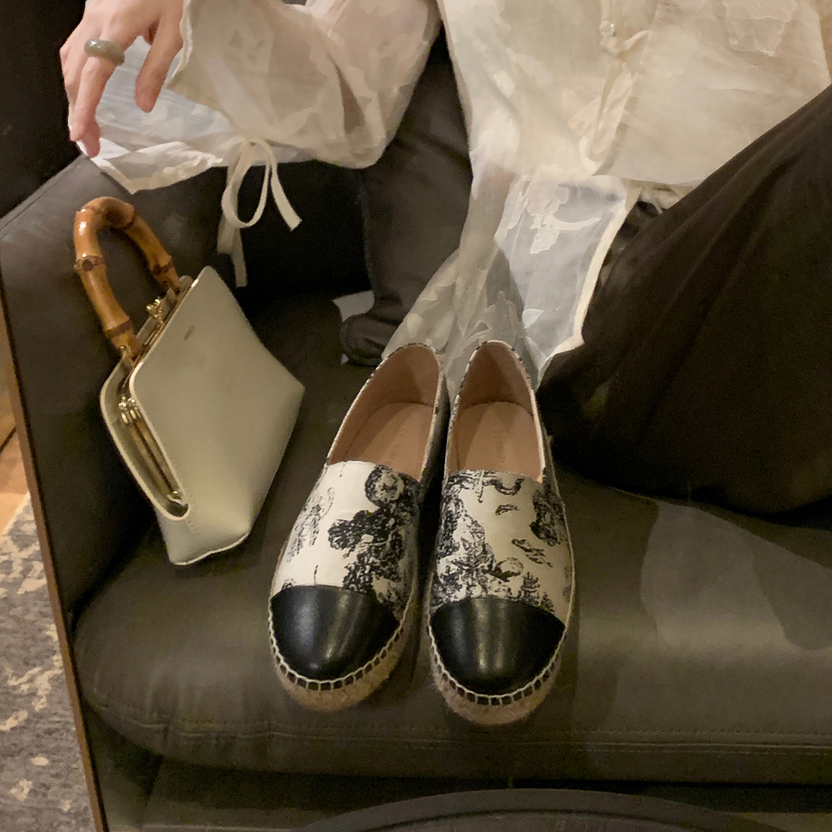 【4折】葡萄妈studiolee懒人一脚蹬圆头小香风厚底渔夫鞋女