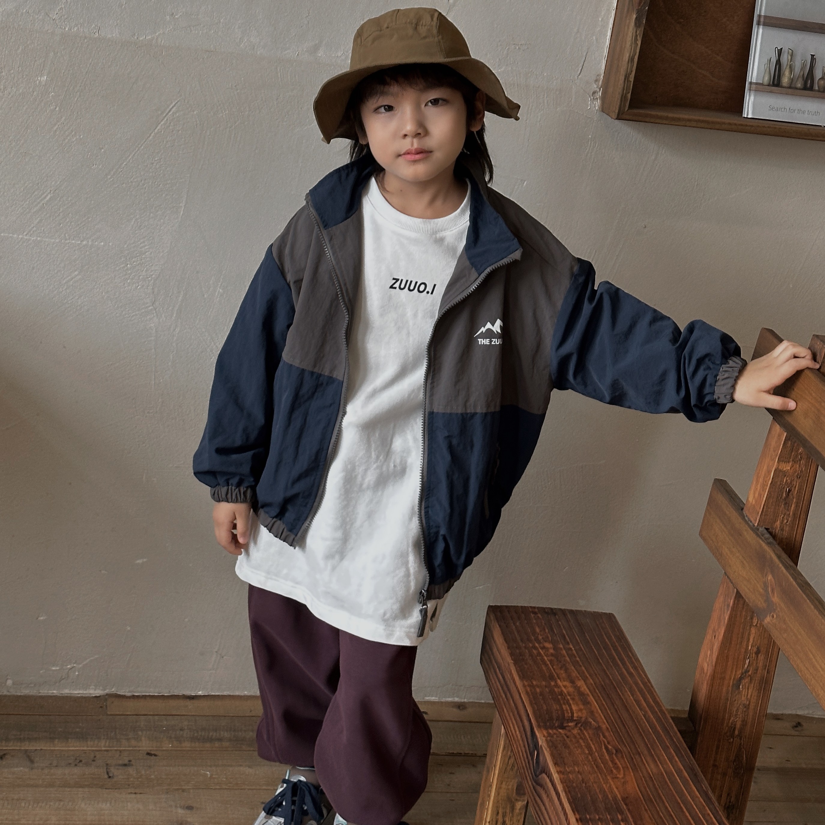 儿童韩版撞色拼接外套9230