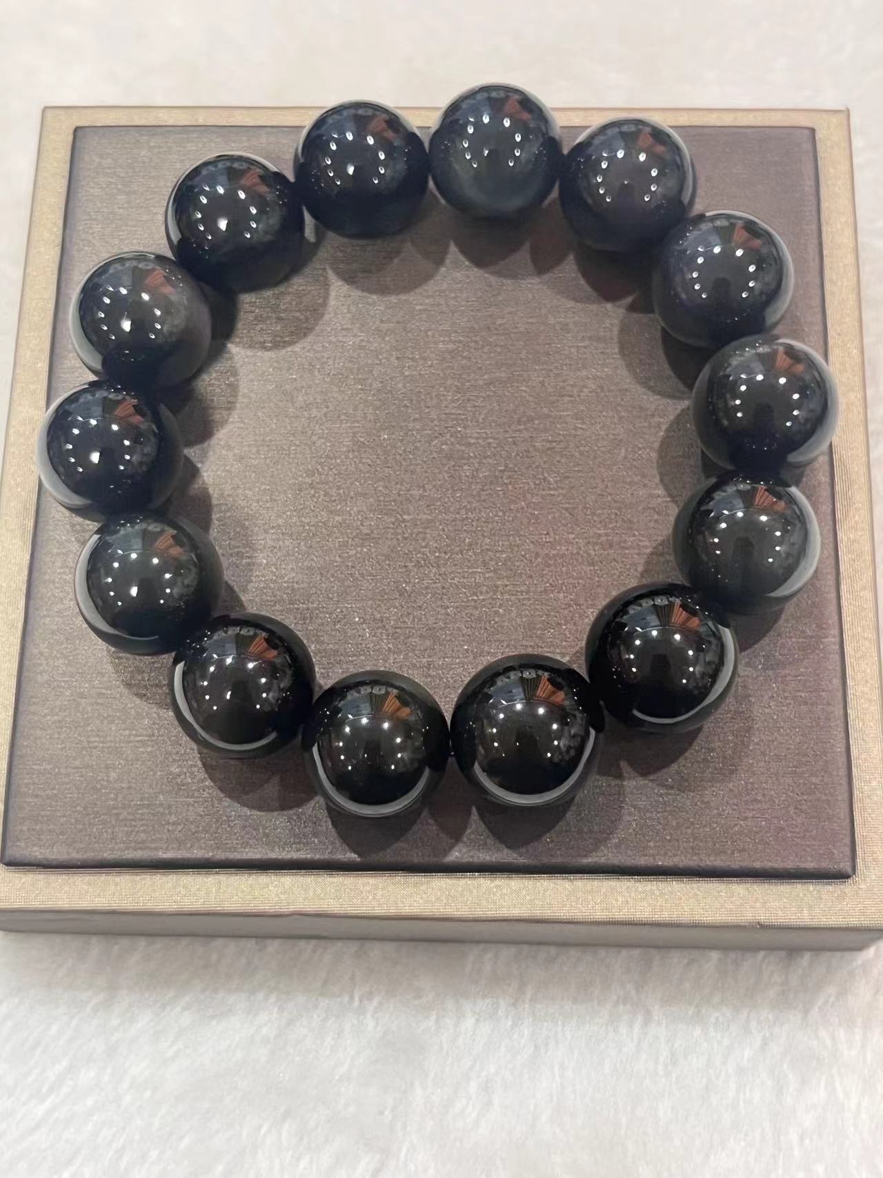 黑曜石手串 卡16mm  带礼盒 CC