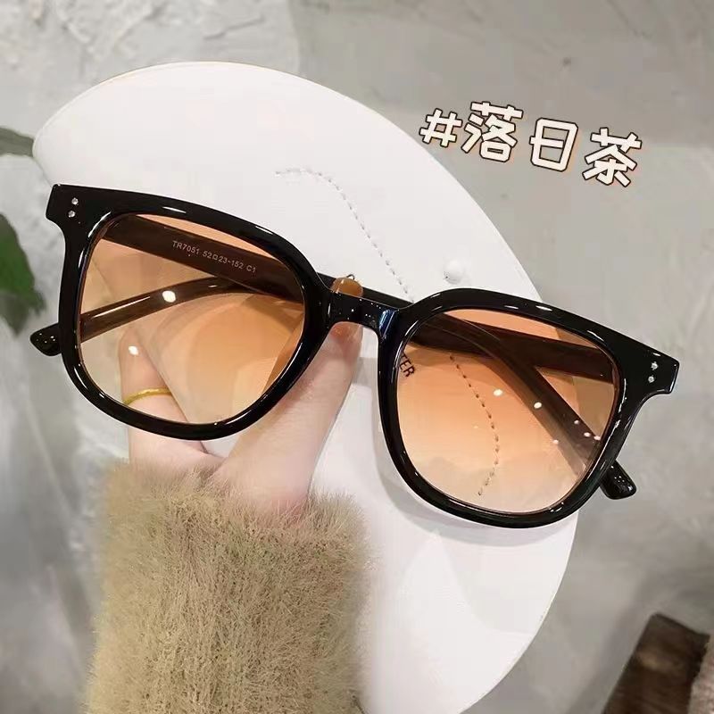 GM日落渐变黑框茶色近视墨镜高街男款腮红眼睛男士太阳镜女素颜镜