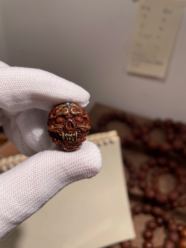 紫金鼠雕刻镶嵌花骷髅尸陀林单籽20+（默认天地孔，做三通需要备注）