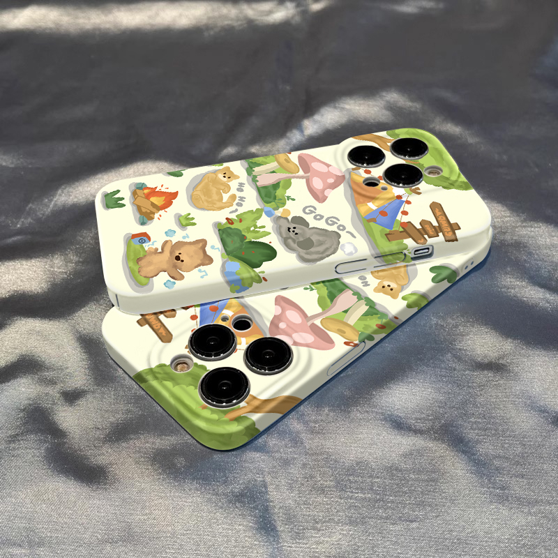 露营动物小狗菲林壳适用于苹果15手机壳14/华为/vivo/oppo/小米13
