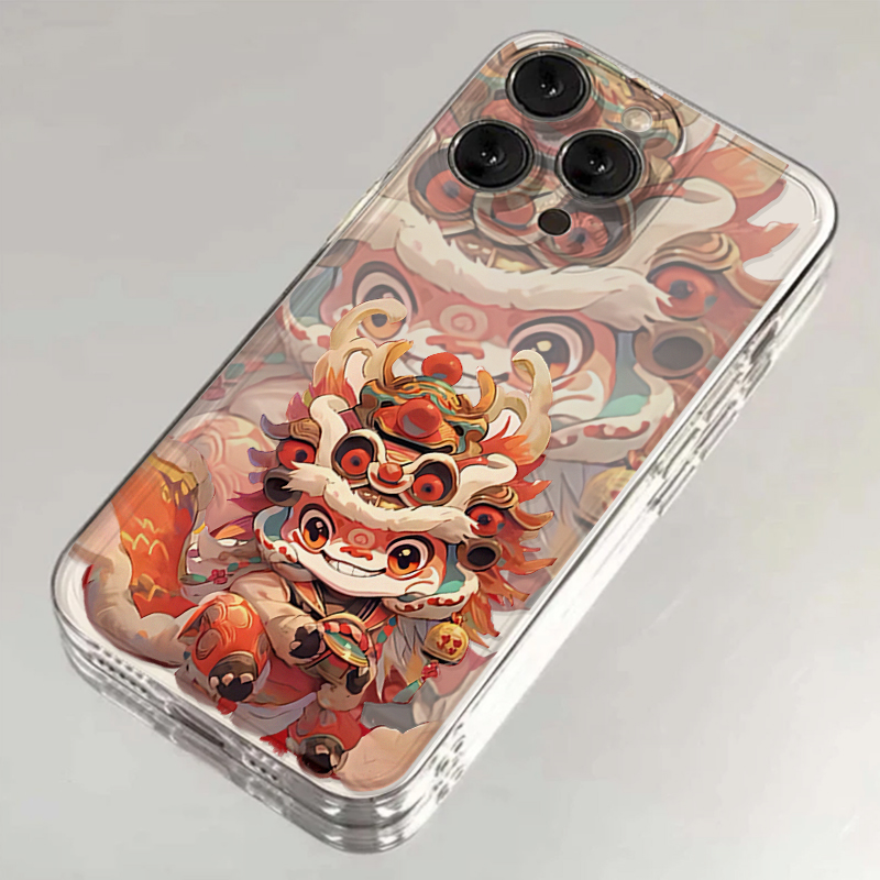 龙年新年舞狮适用苹果15promax华为mate60/VIVO/OPPO小米14手机壳