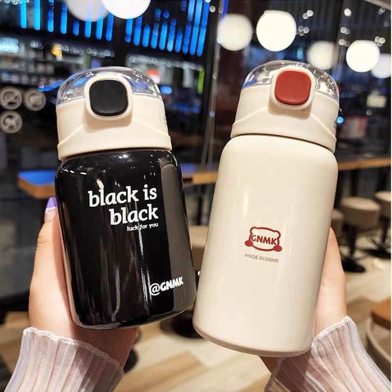 简约便携保温杯女生带吸管高颜值不锈钢ins水杯儿童学生网红杯子