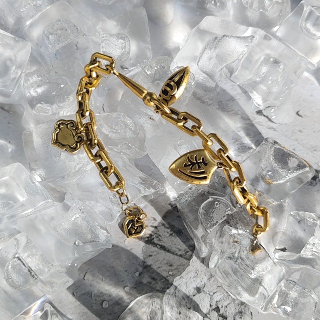 电黑金黄金足金百搭复古手链时尚潮流气质简约欧美手链合集