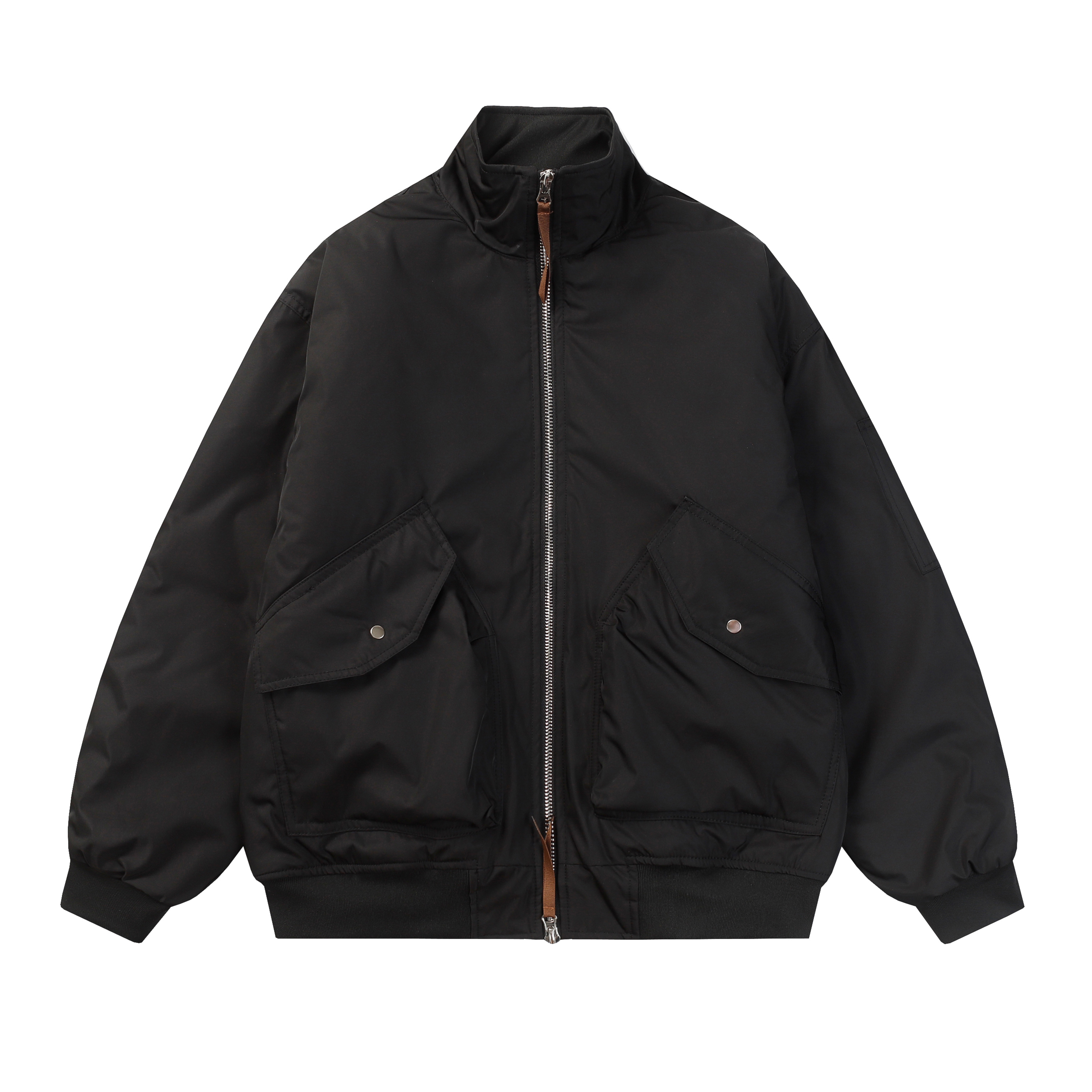 高品质重磅暖冬立领飞行员夹克外套棉服棉衣男女短款黑色棒球服潮