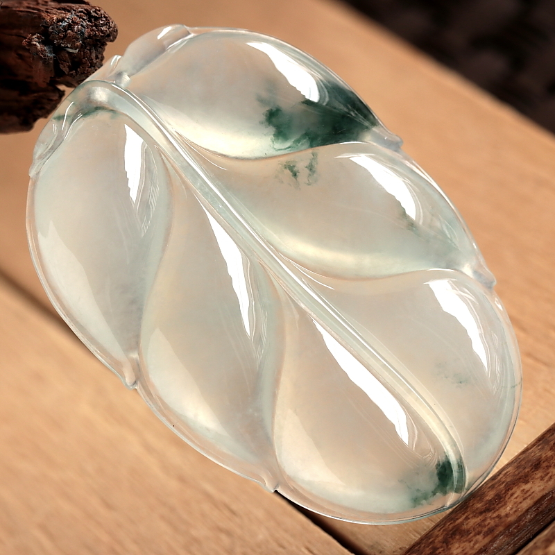 石之富珠宝缅甸天然玉石翡翠a货冰种起胶金枝玉叶吊坠