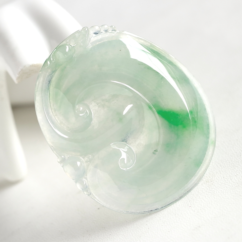 石之富珠宝缅甸天然玉石翡翠a货冰种飘花如意玉吊坠