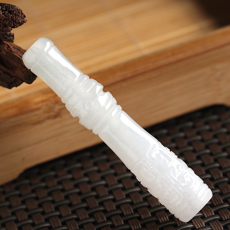 石之富珠宝缅甸天然玉石翡翠a货冰糯种仿古烟嘴