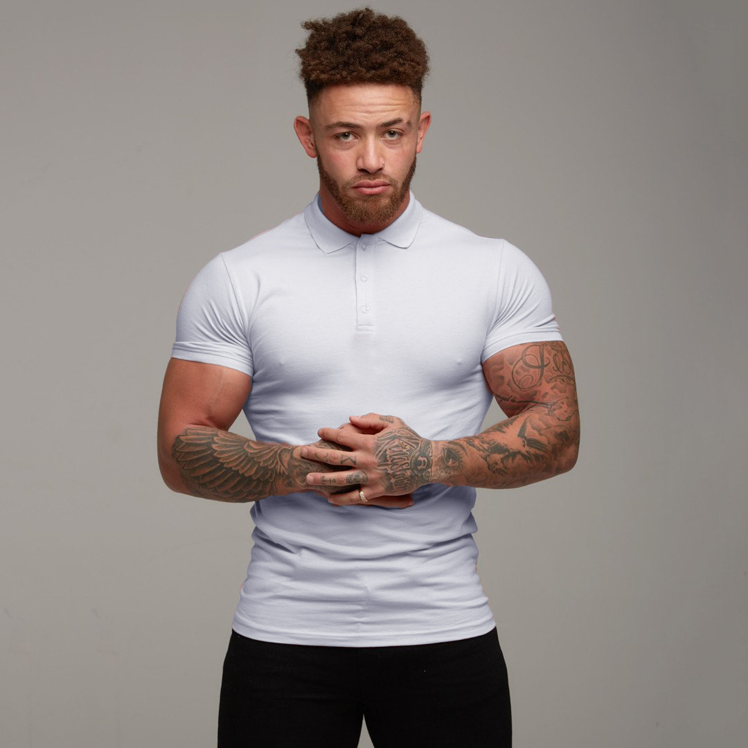 运动短袖POLO衫男士弹力夏翻领修身跨境速干休闲商务健身T恤上衣