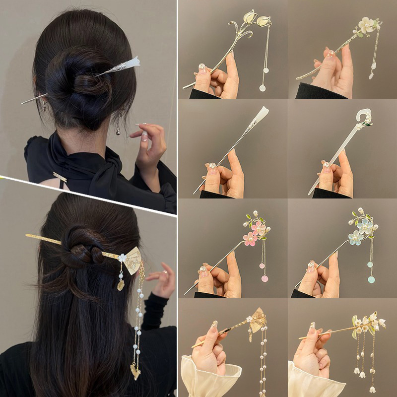 古风汉服发饰女童盘头发发簪子国风女孩步摇头饰流苏发钗发饰批发