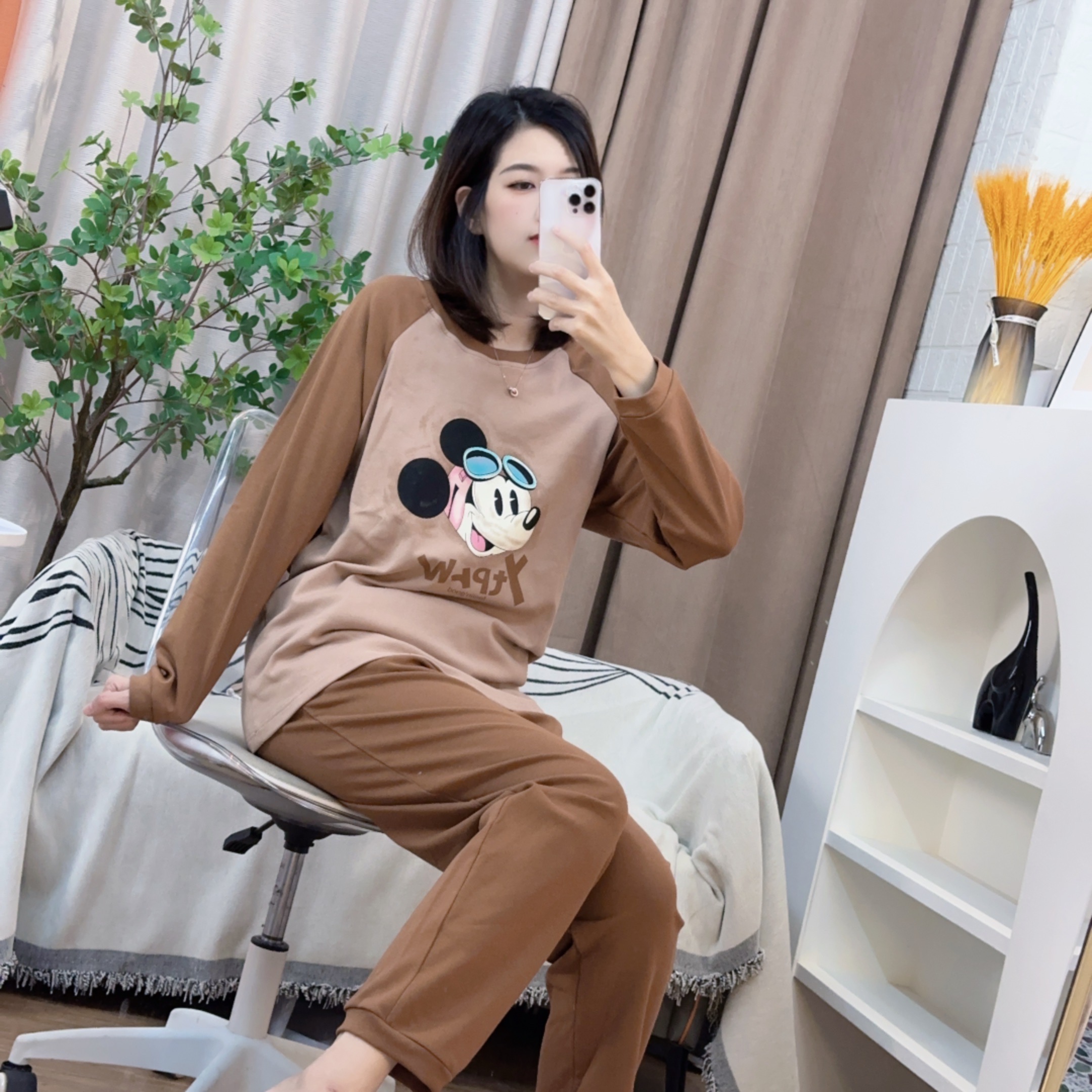 舒绒加厚爽棉秋冬睡衣女长袖大码休闲宽松卡通韩版秋冬季舒适套装