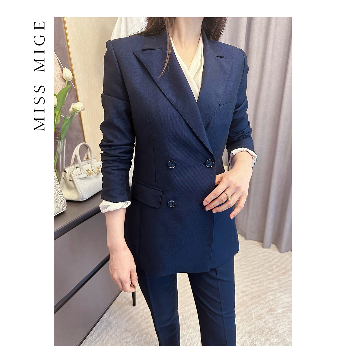 VA228-1高端双排扣西装职业套装两件套女小个子高级感气质通勤