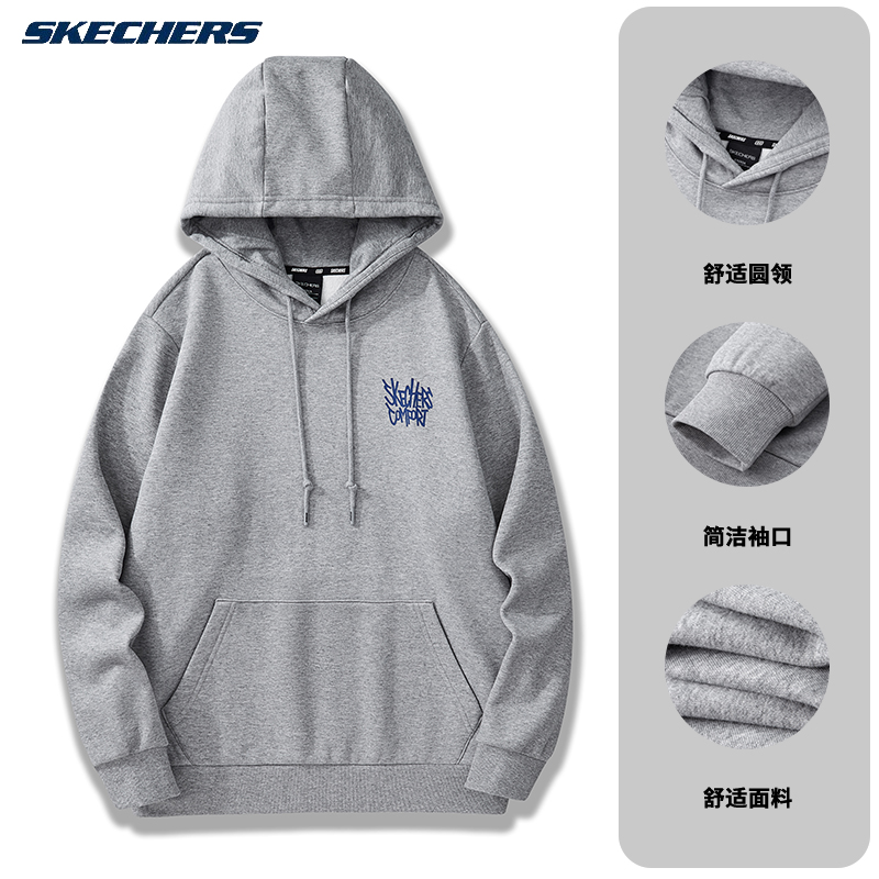 SKECHERS/斯凯奇2025年秋冬新款男女同款连帽加绒卫衣针织款运动