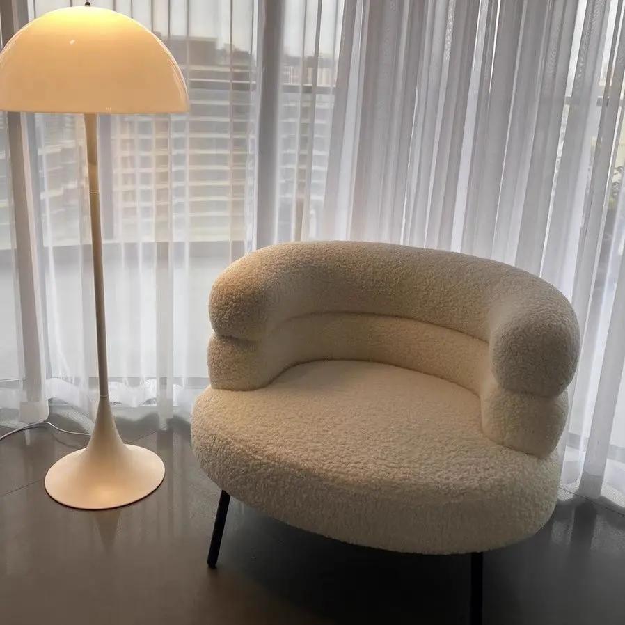 北欧现代简约羊羔绒沙发椅卧室化妆椅家用懒人沙发椅舒适单人沙发