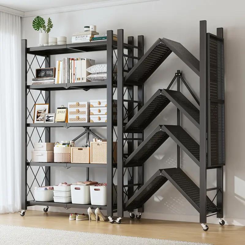 免安装书架置物架落地货架多层收纳架落地家用书柜展示架折叠架子