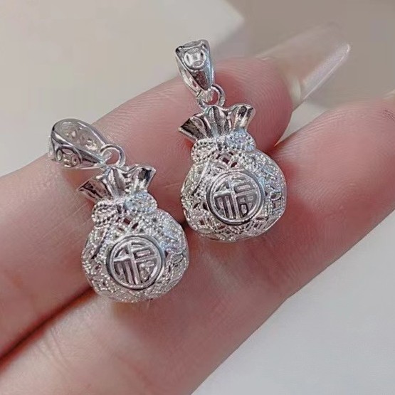 吊坠足银 纯手工花丝福袋吊坠两面可戴时尚百搭气质精致精美