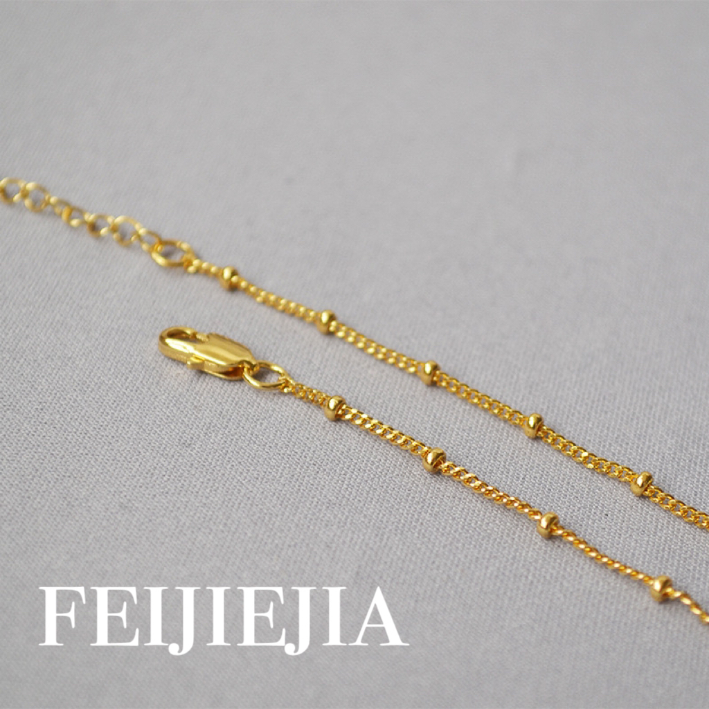 铜项链 Etsy Ins火爆欧美质感黄铜豆豆铜镀链简约叠戴百搭锁骨链