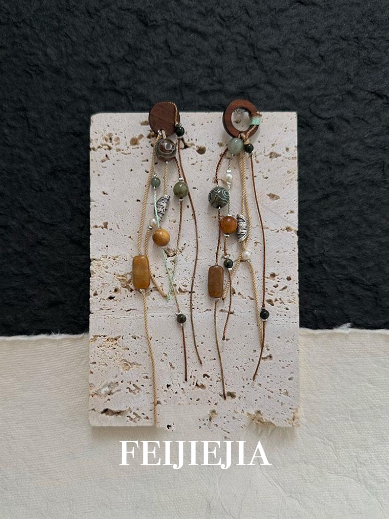 非金属树脂耳饰 气质名族风流苏耳饰复古长款设计感耳环耳坠饰品