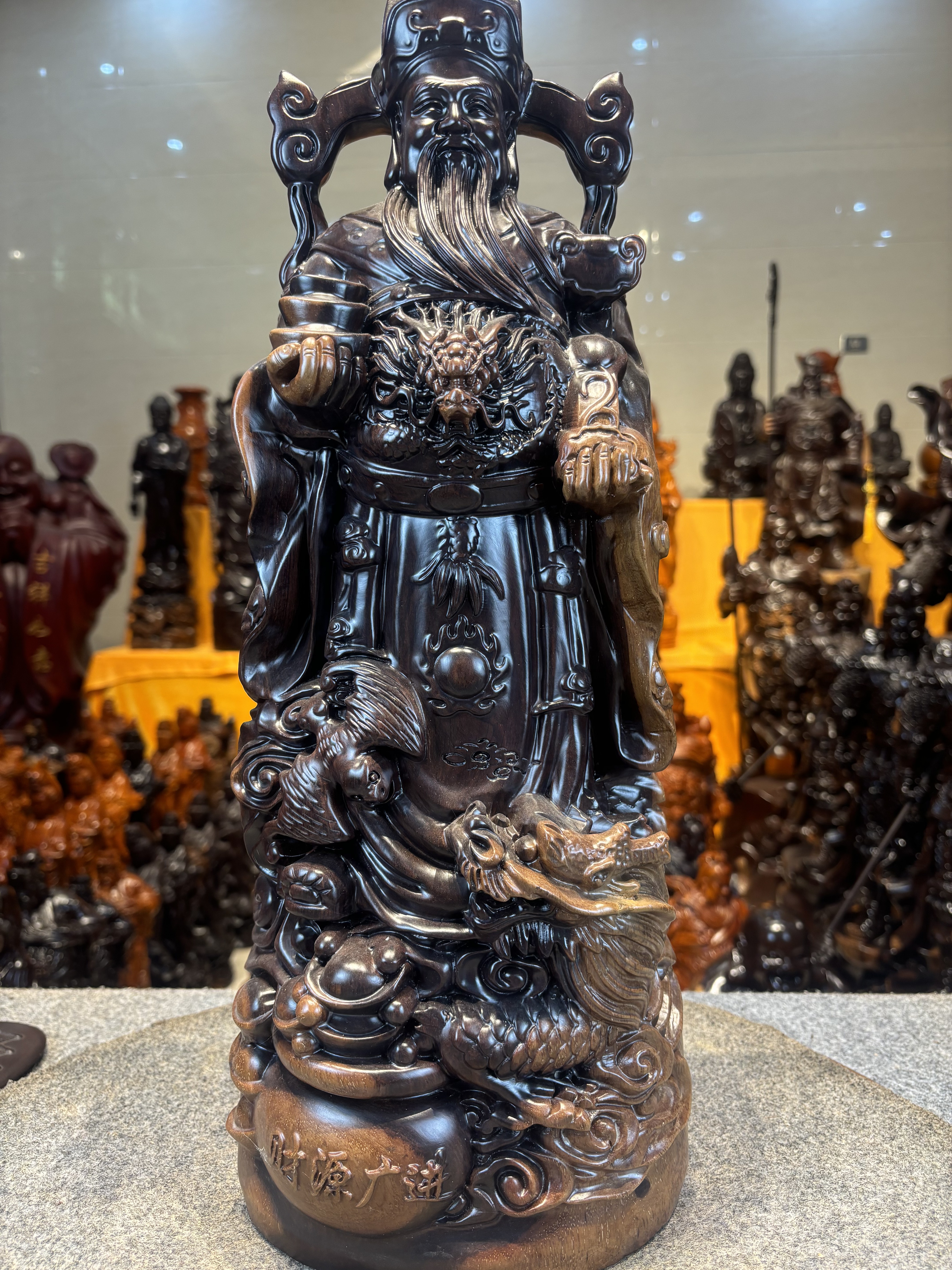 黑檀木御龙财神爷高48宽18