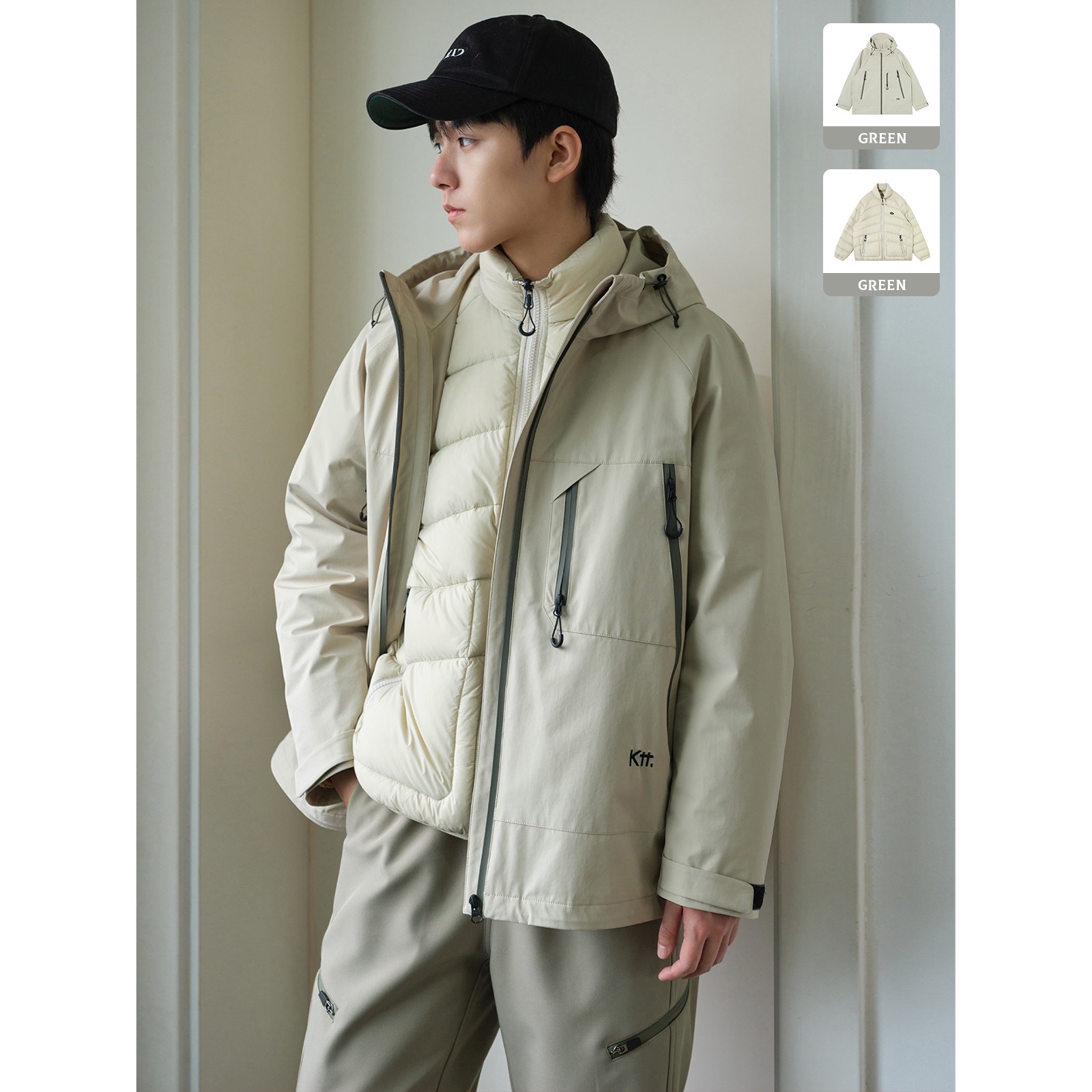 knighttom三合一多功能硬壳可拆卸羽绒服防风外套女小个子4198