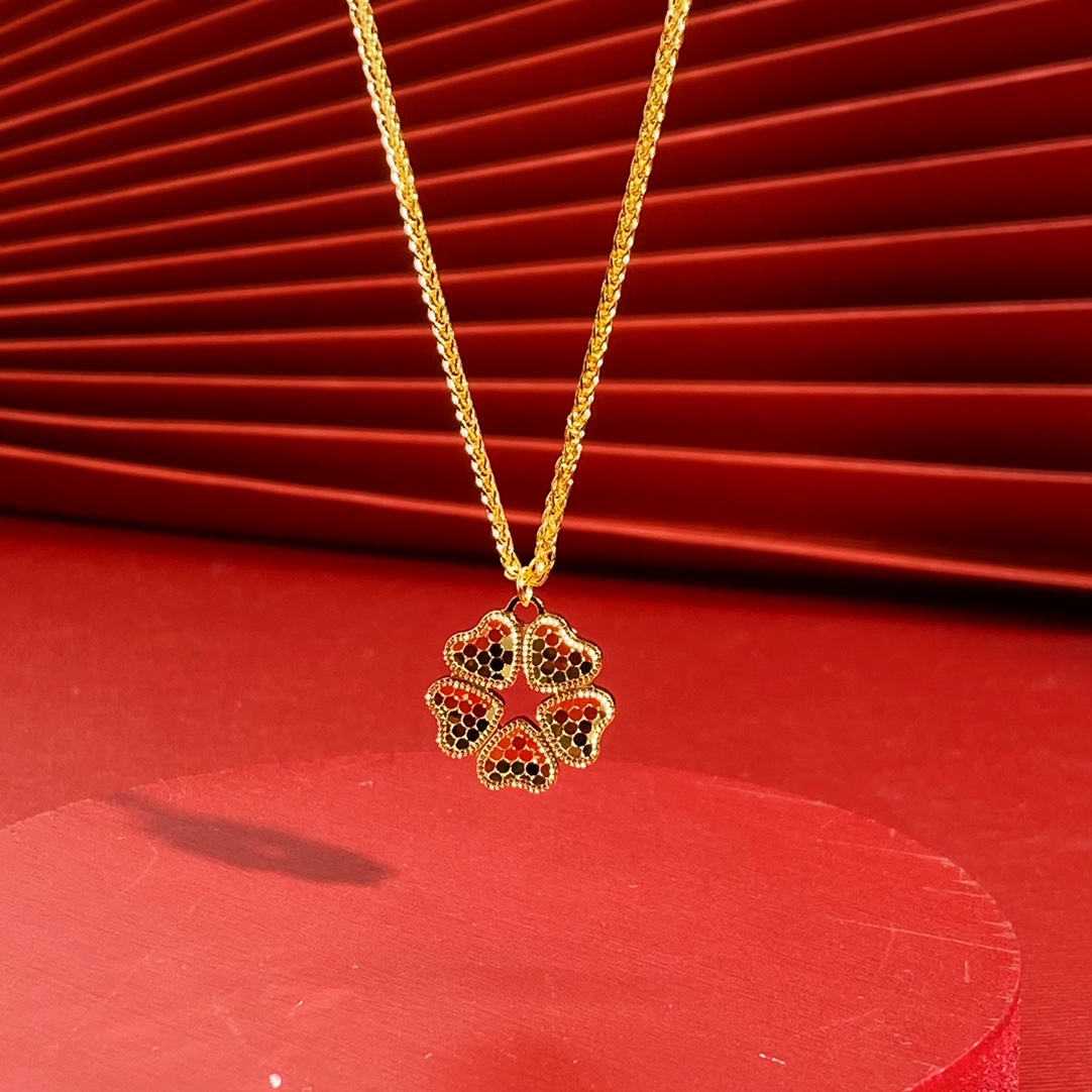 坠链均925银 925银项链新款金苞银幸运花爆闪套链时尚洋气轻奢