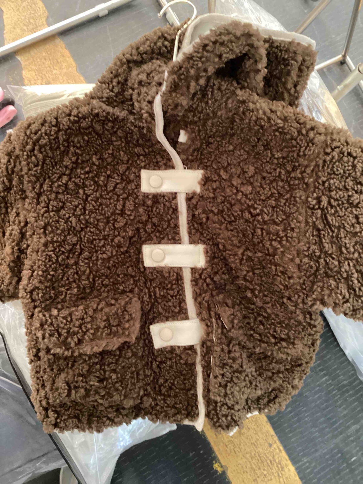 3815拼色包边连帽毛外套NH