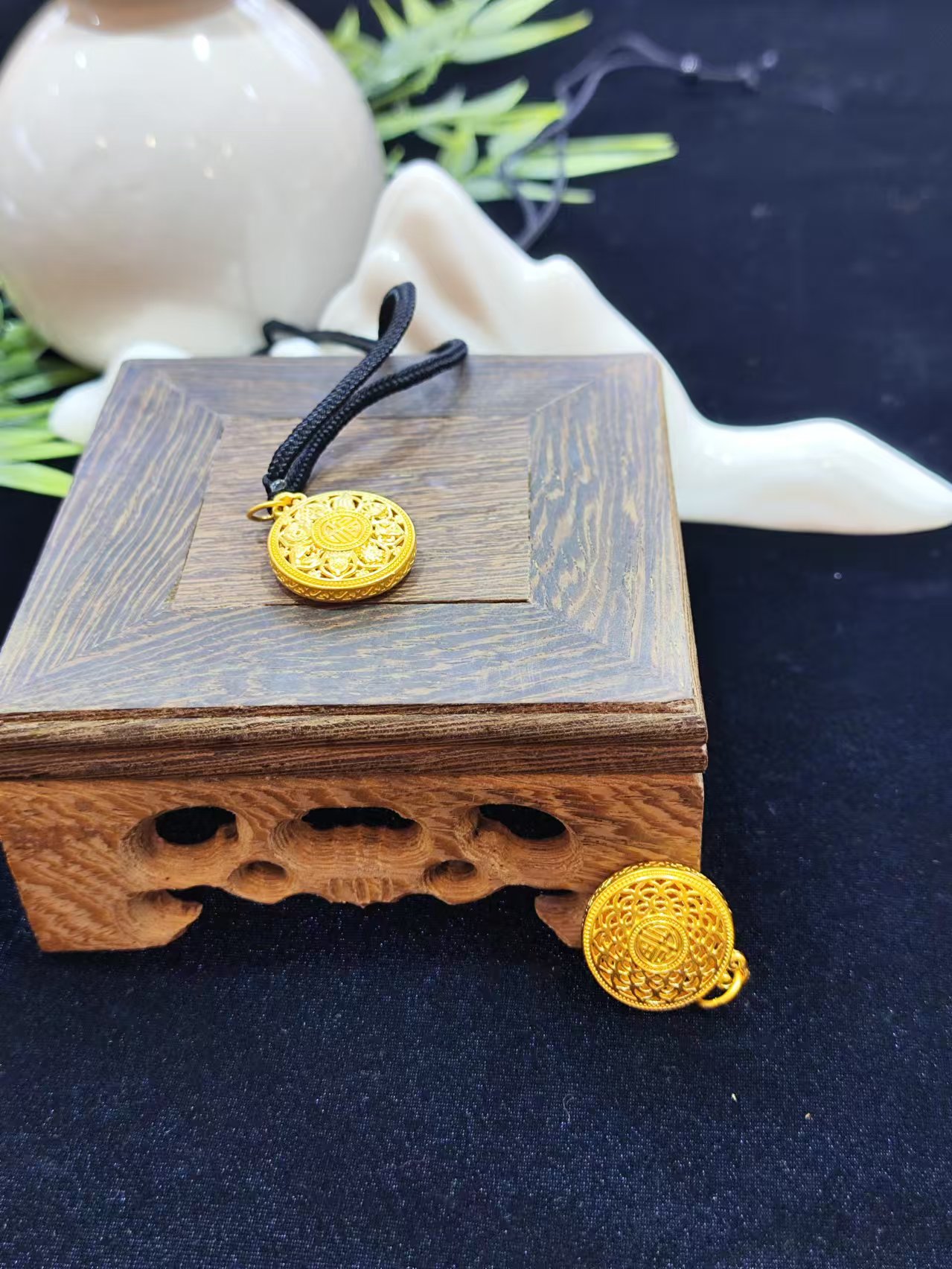 ［金大顺珠宝］古法足金两面金丝福吊坠送礼送女友