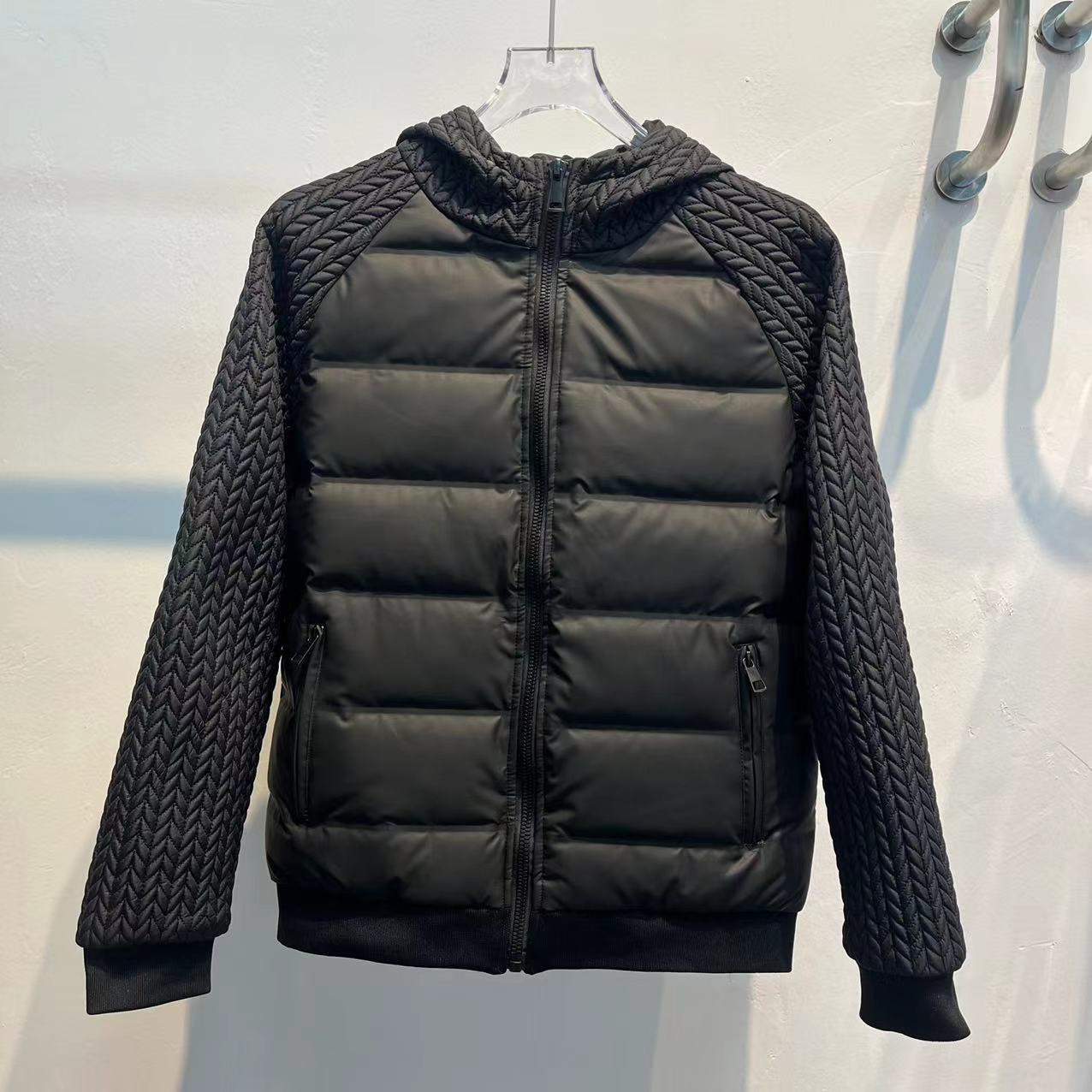 超保暖高品质羽绒服男冬季麦穗拼接白鸭绒翻领保暖宽松轻薄羽绒外