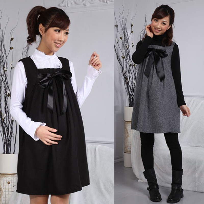 秋冬孕妇装 冬季孕妇裙 时尚宽松休闲 呢绒厚料连衣裙背带裙冬裙