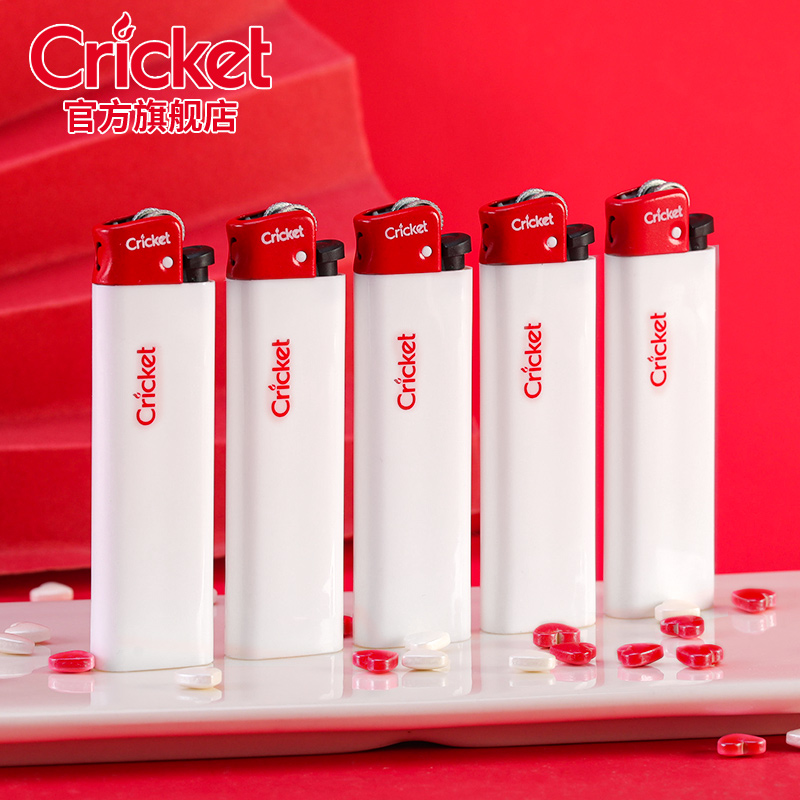 Cricket草蜢进口打火机新品一次性砂轮磨砂滑轮纯白广告定制印字