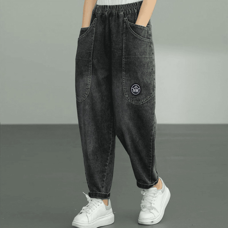 秋季新款牛仔裤女时尚百搭老爹裤大码宽松显瘦休闲长裤哈伦裤