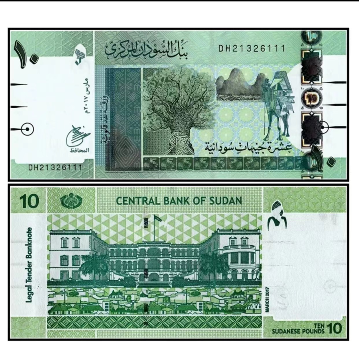 非洲 苏丹(北苏丹)10镑 全新保真 外国钱币纸币 世界各国货币