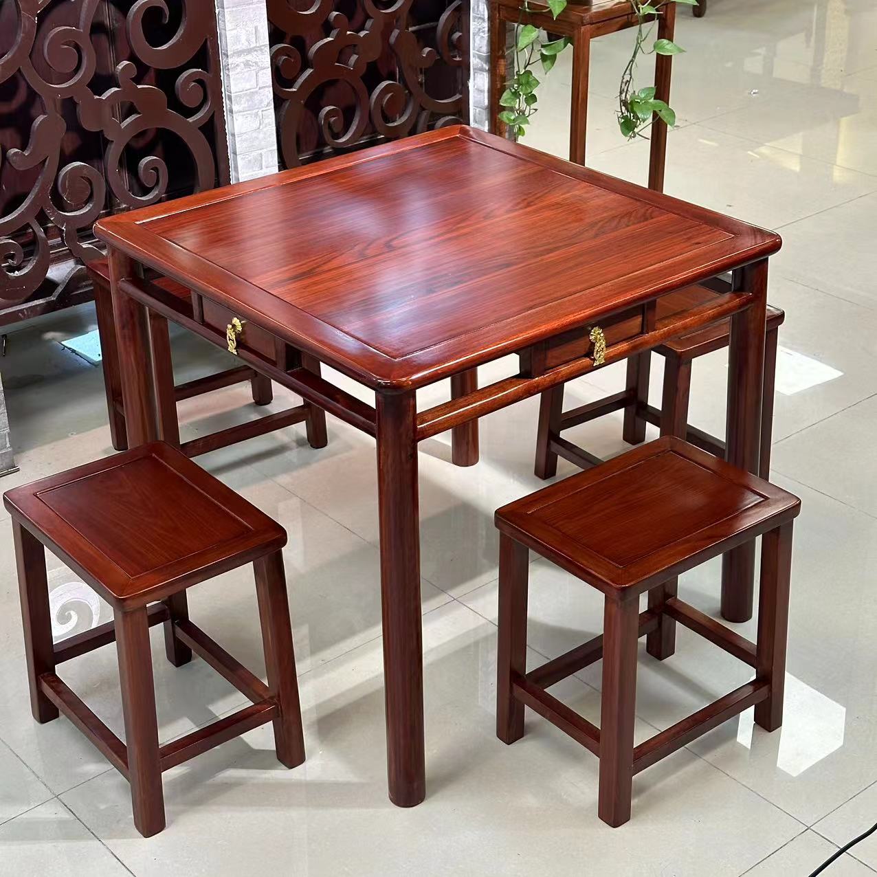 全实木乌金木小方桌 正方形休闲娱乐了小方桌古典四方桌吃饭桌