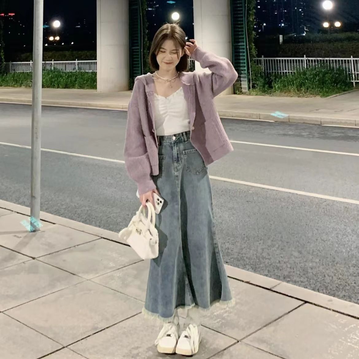 美式复古a字牛仔半身裙女夏2023新款高腰显瘦鱼尾小个子百搭长裙