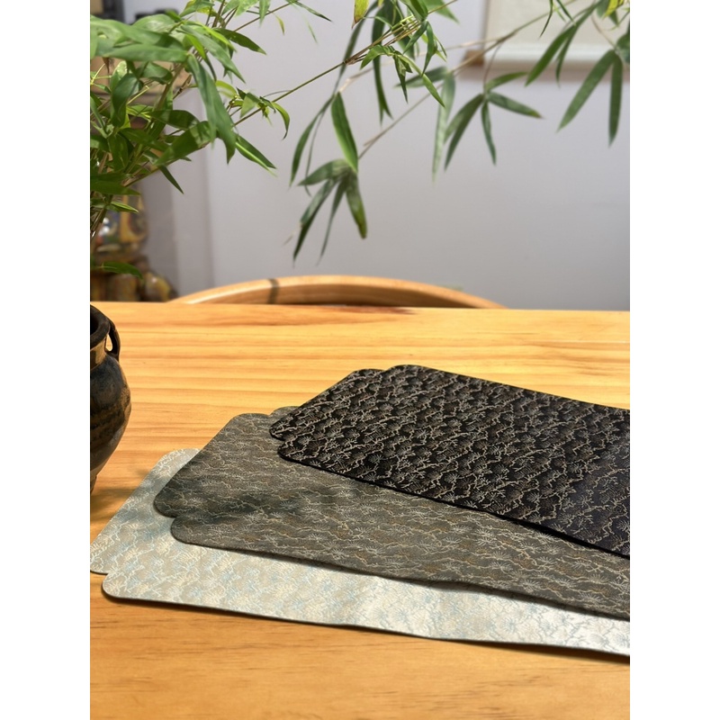 松针席 | 禅意新中式青绿茶席黑色茶席干泡茶道桌布桌旗松针茶席
