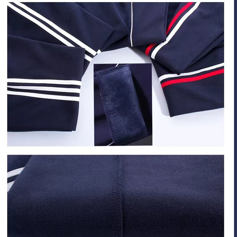 棉藏青色加绒裤子校服裤小学生加厚保暖秋冬