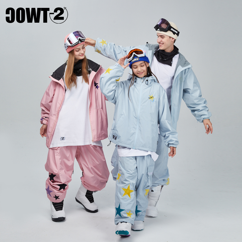零下二度新品冬季星星滑雪服套装成人儿童单双板滑雪衣